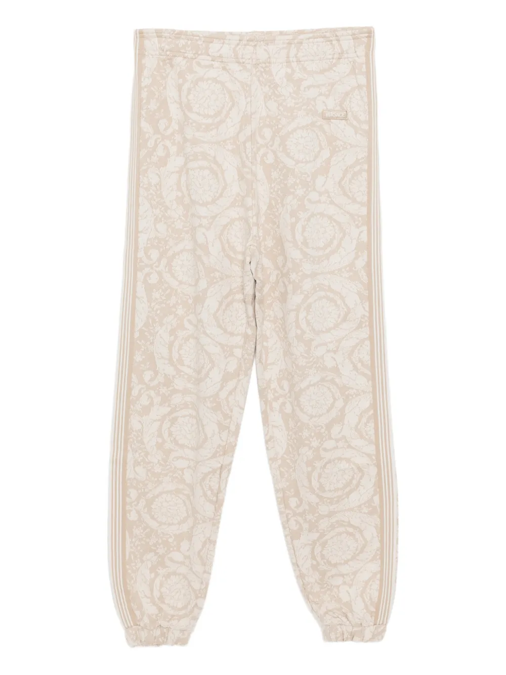 Versace Kids logo-patch jacquard trousers - Toni neutri