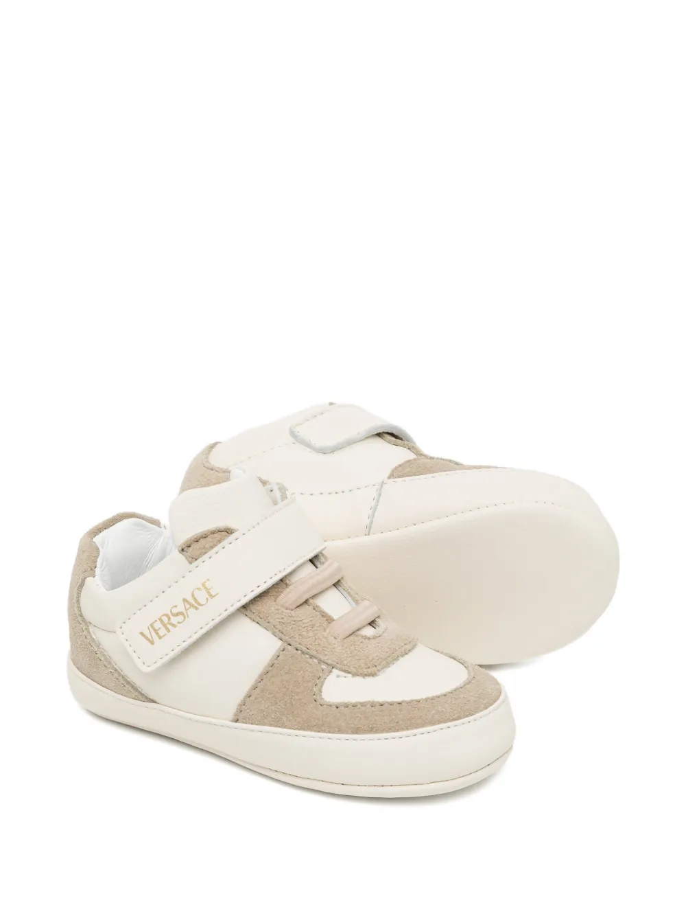 Versace Kids hook loop baby trainers - Beige