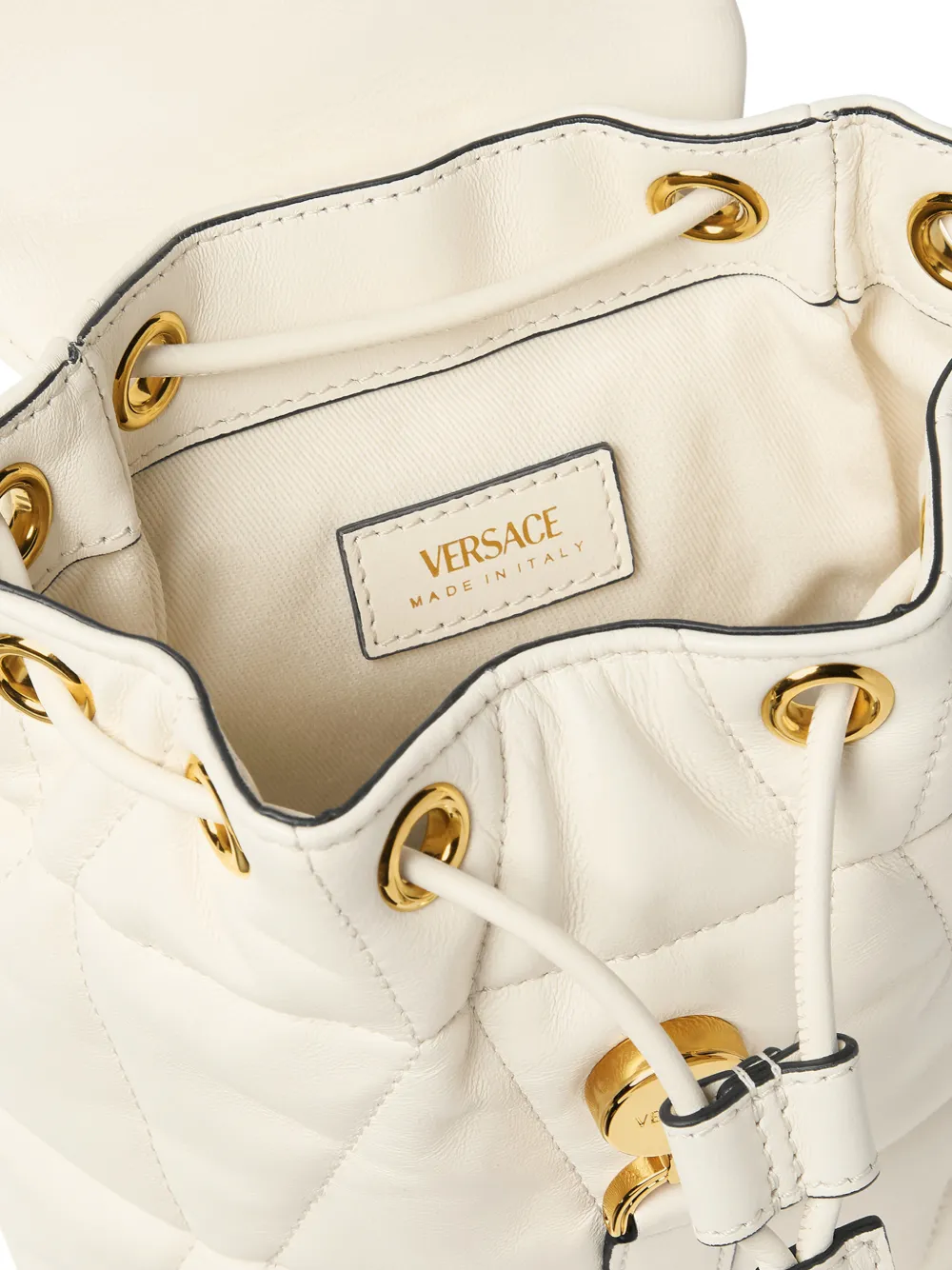  Versace Kleio Quilted Drawstring Backpack - Neutrals 