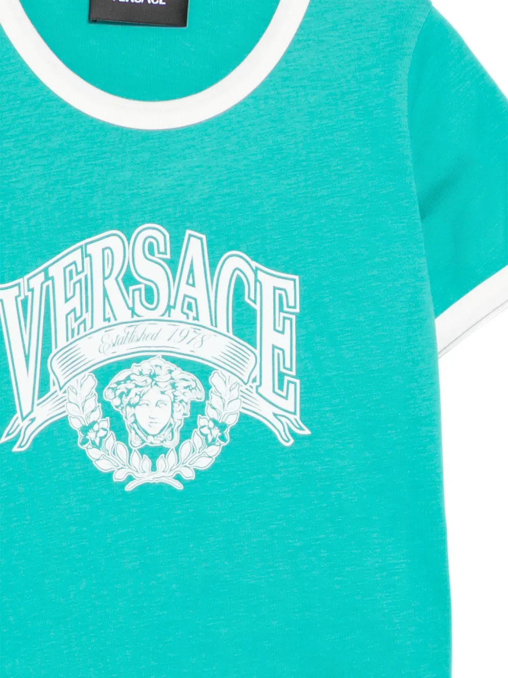 Versace Kids Ringer T-shirt met logo Groen