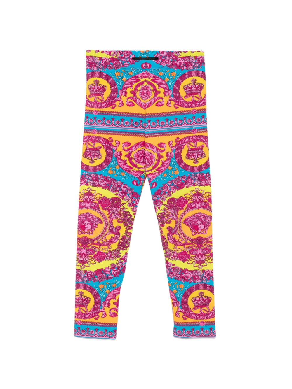 Versace Kids Barocco-print Leggings - Orange