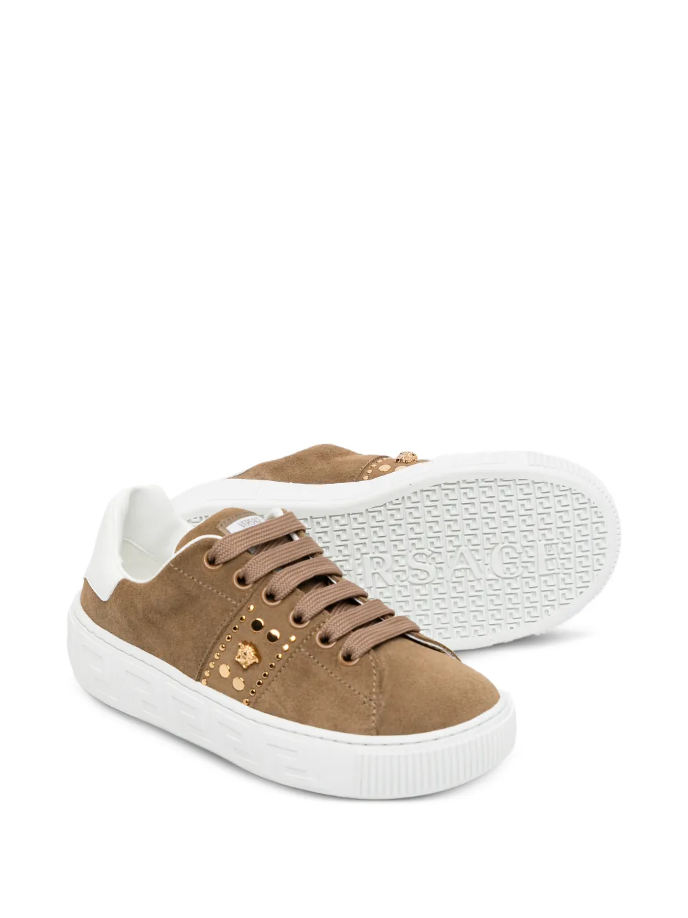 Versace Kids Sneakers met studs Bruin