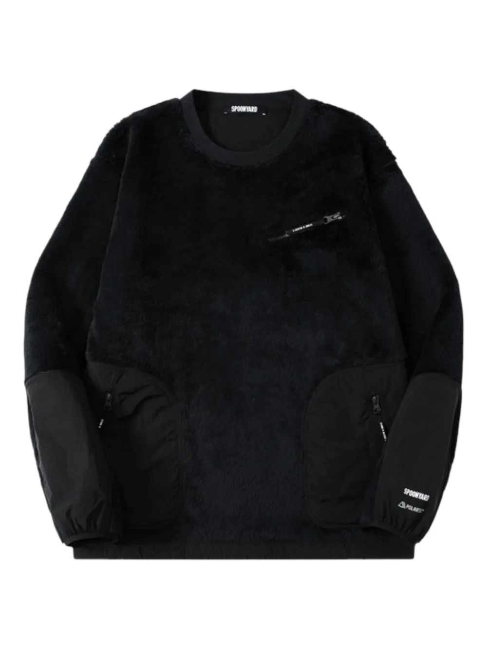 Spoonyard zip-pocket crew-neck sweatshirt - Nero