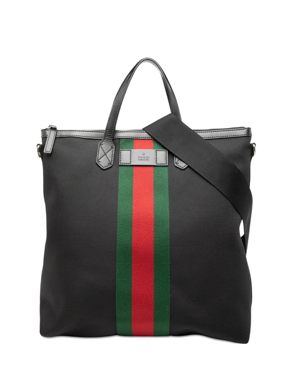 Gucci Pre-Owned 2016-2025 Canvas Techno Web Vertical Zip Tote satchel - Nero