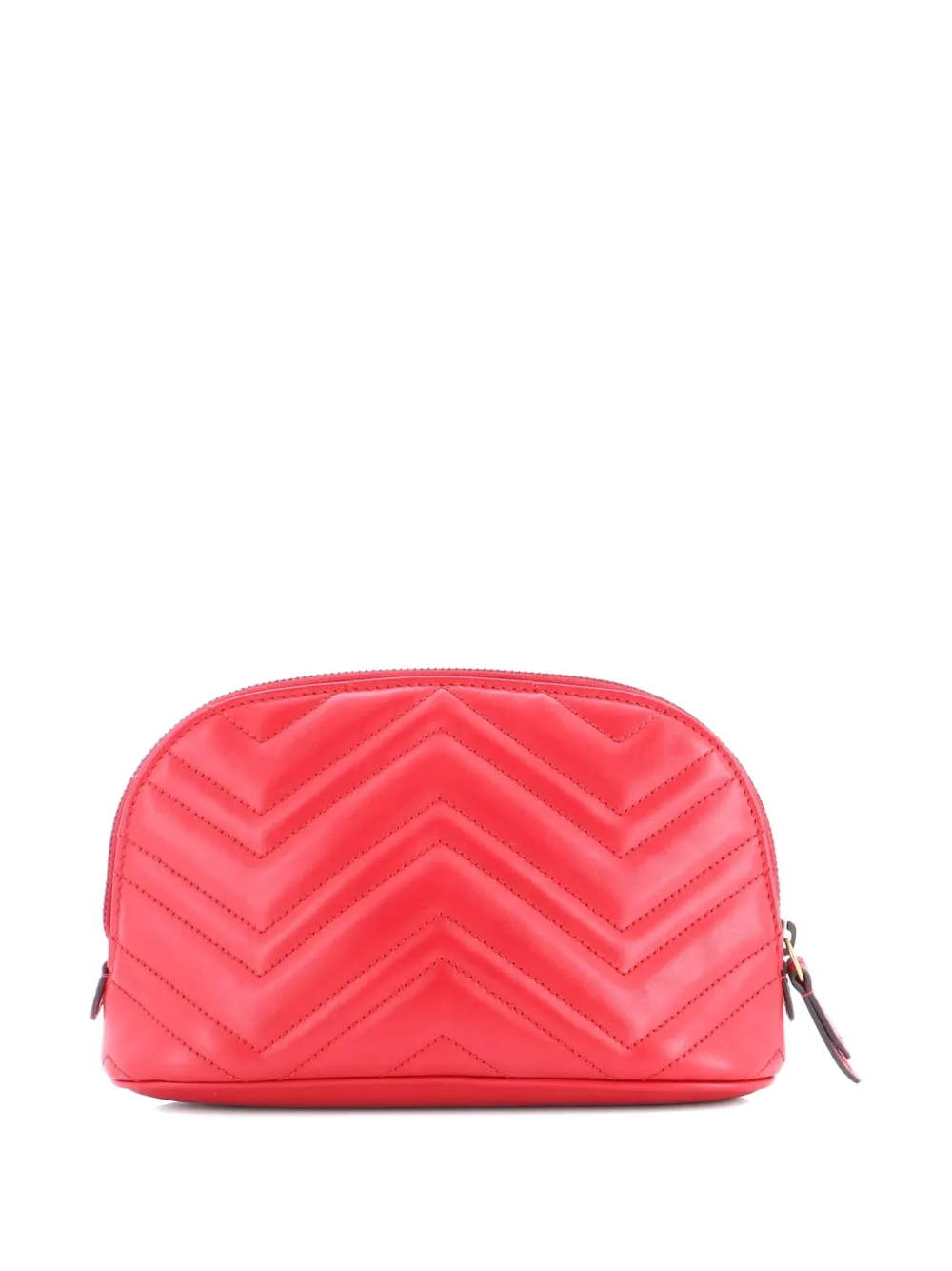 GUCCI Pre-owned Gg Marmont Cosmetic Case Matelasse Leather Large Pouch In Red