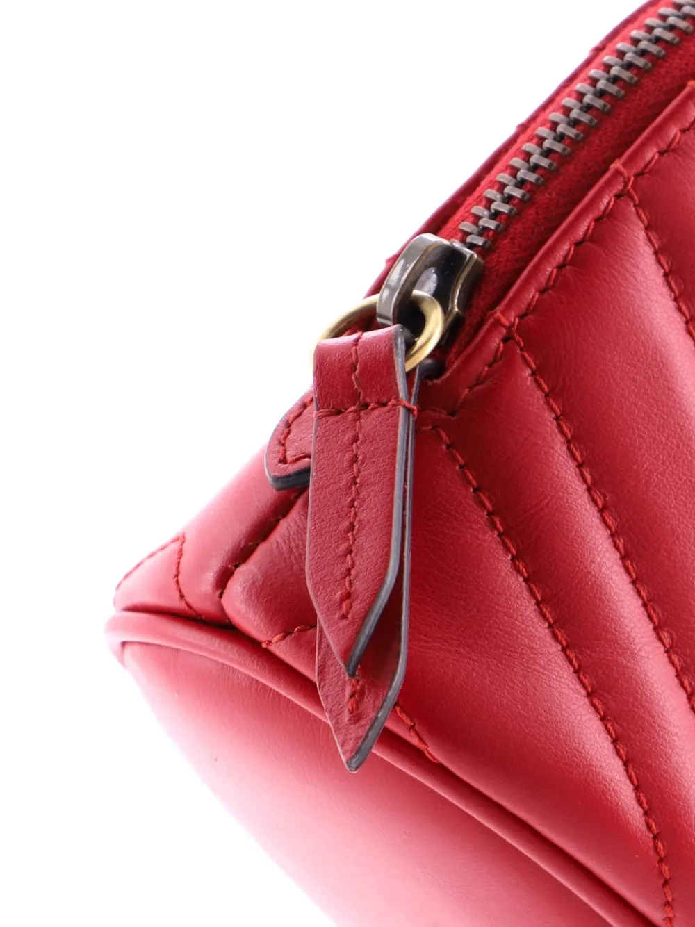 GUCCI Pre-owned Gg Marmont Cosmetic Case Matelasse Leather Large Pouch In Red