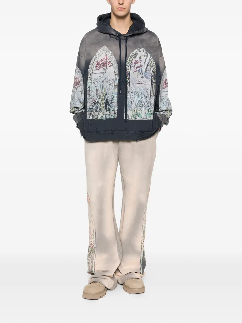 Who Decides War graphic-print track pants - Beige