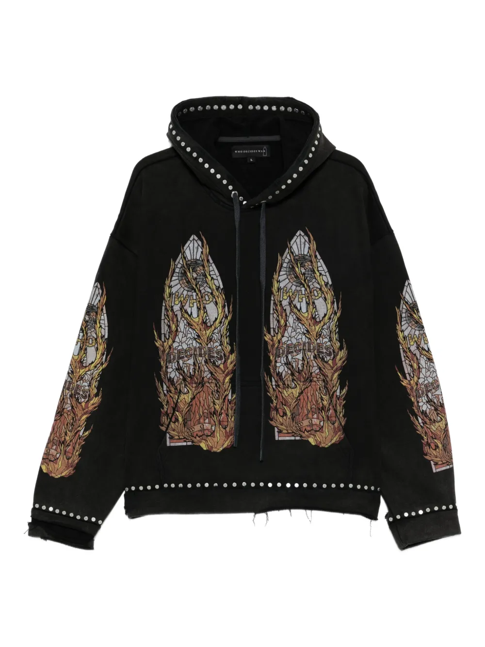 Who Decides War hoodie con estampado gráfico y apliques | negro | Image 1
