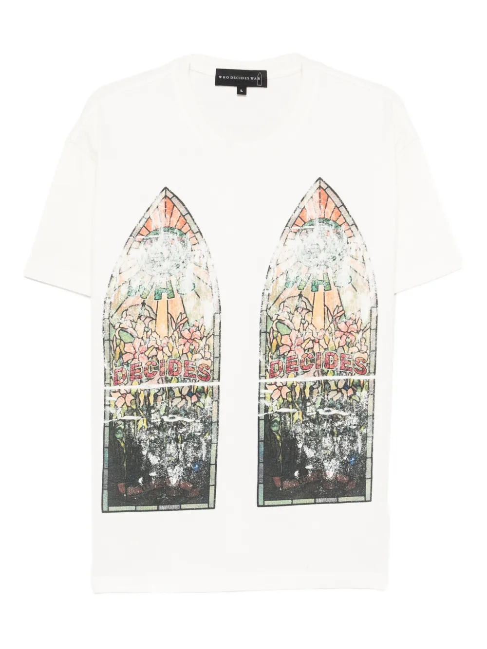 Who Decides War stained glass graphic T-shirt - Weiß