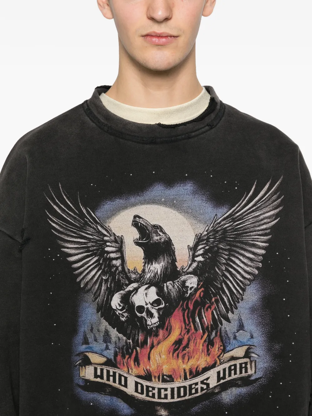 Moon graphic distressed sweatshirt