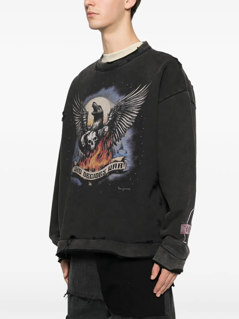 Moon graphic distressed sweatshirt