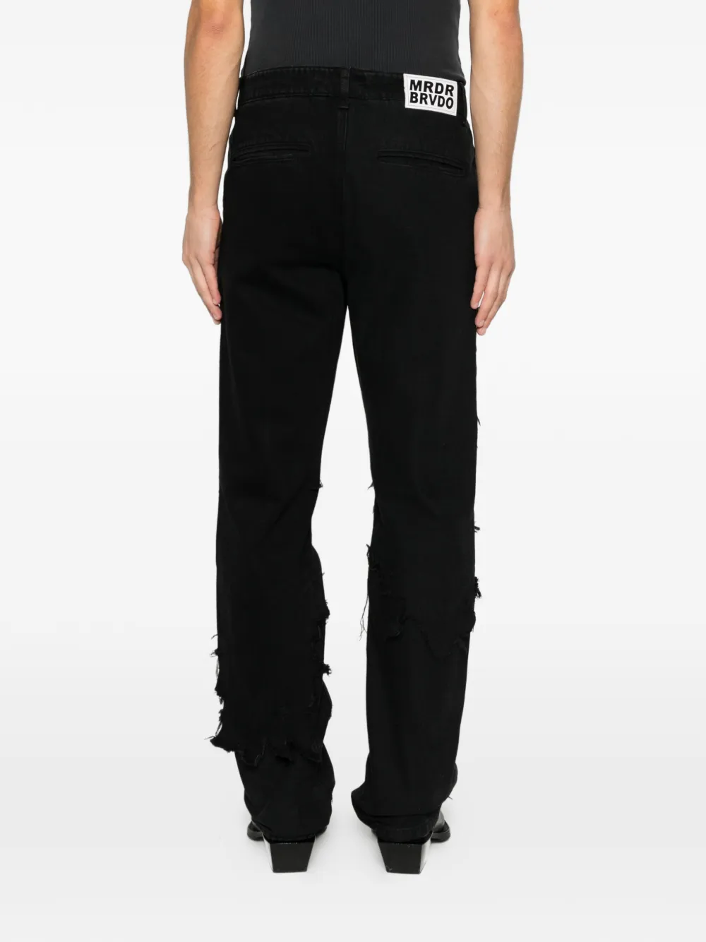 Who Decides War Ruin gerafelde broek Zwart