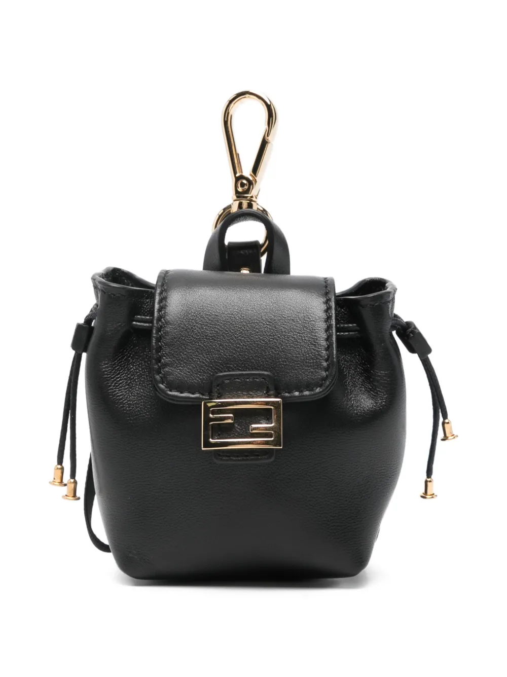 FENDI logo-plaque bag charm - Black