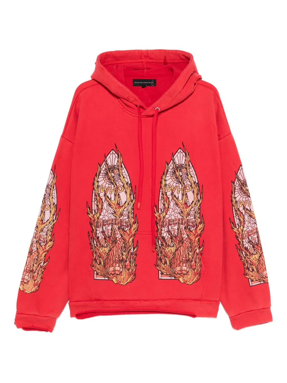 Who Decides War drawstring-fastening hoodie | Red | Image 1