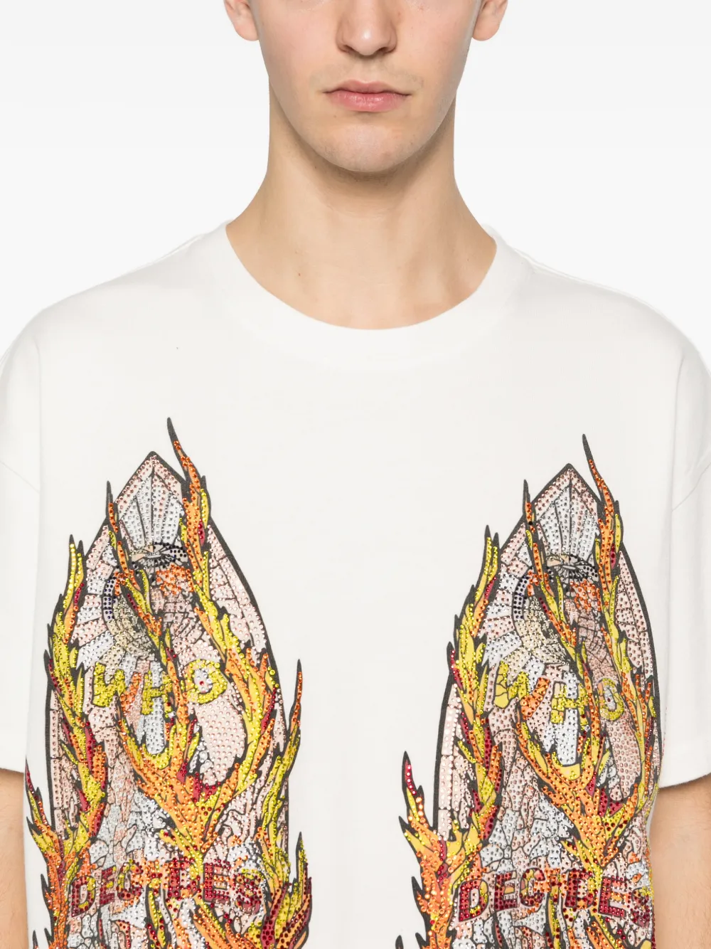 Rhinestone Flame Glass T-Shirt