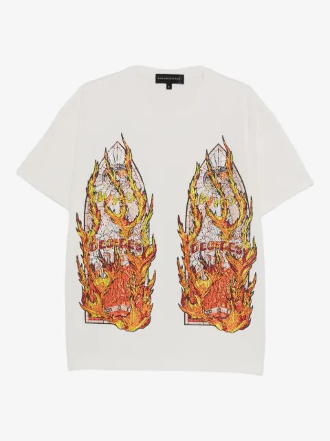 Who Decides War Rhinestone Flame Glass T-shirt