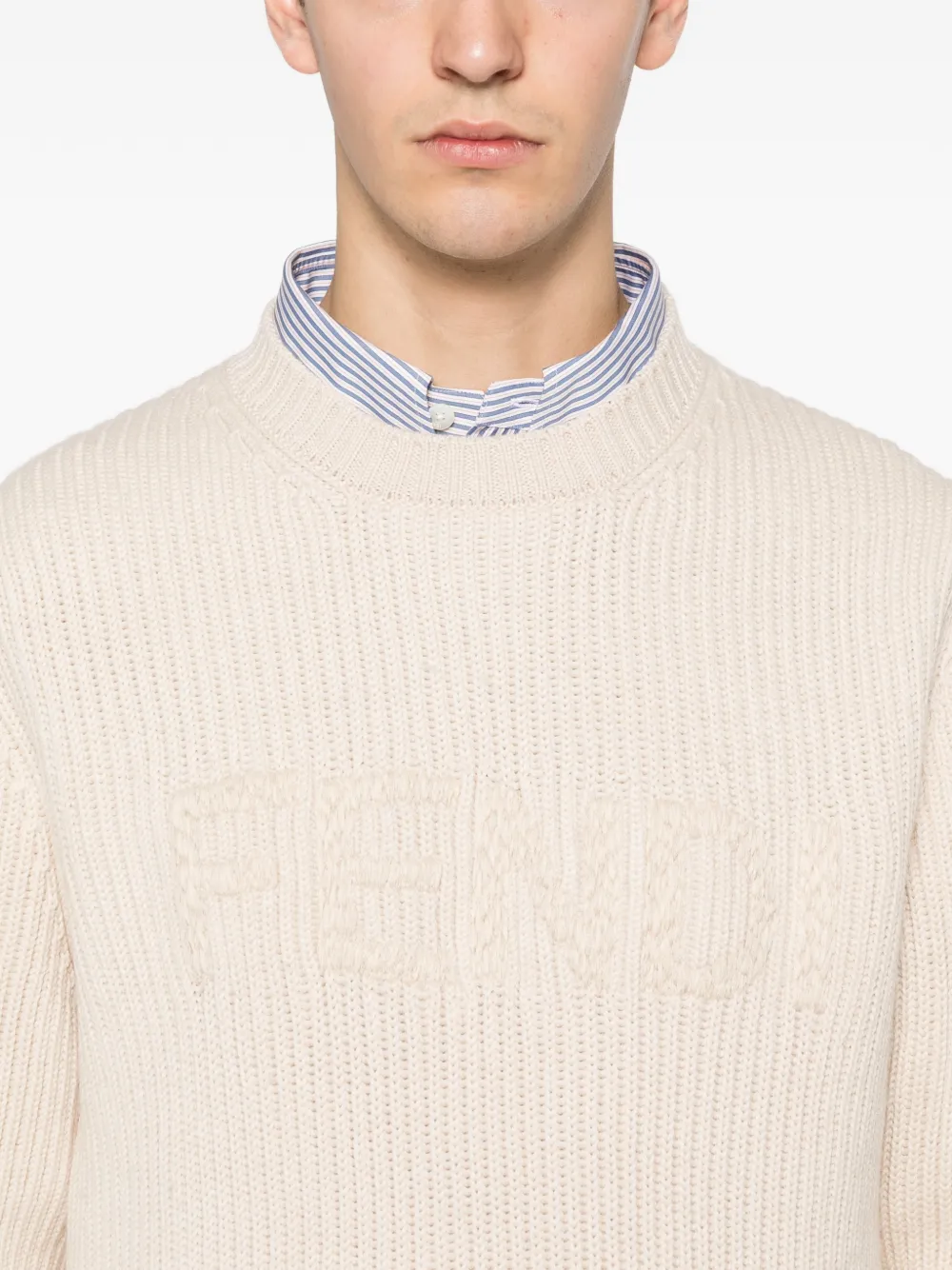 FENDI Trui met geborduurd logo Beige