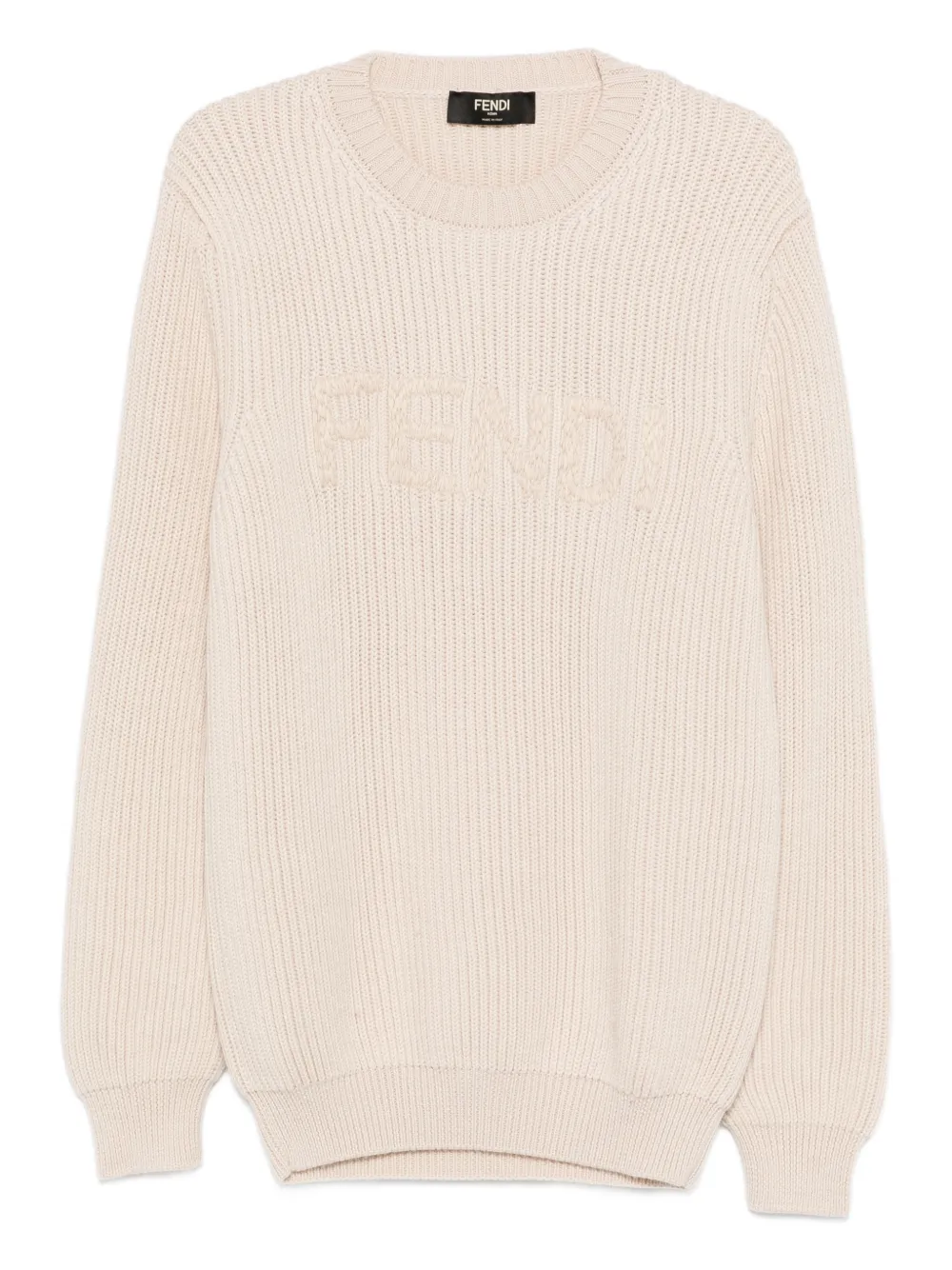 FENDI logo-embroidered sweater - Nude