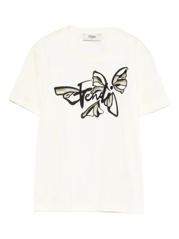 Fendi Graphic Short-sleeve T-shirt in Neutrals