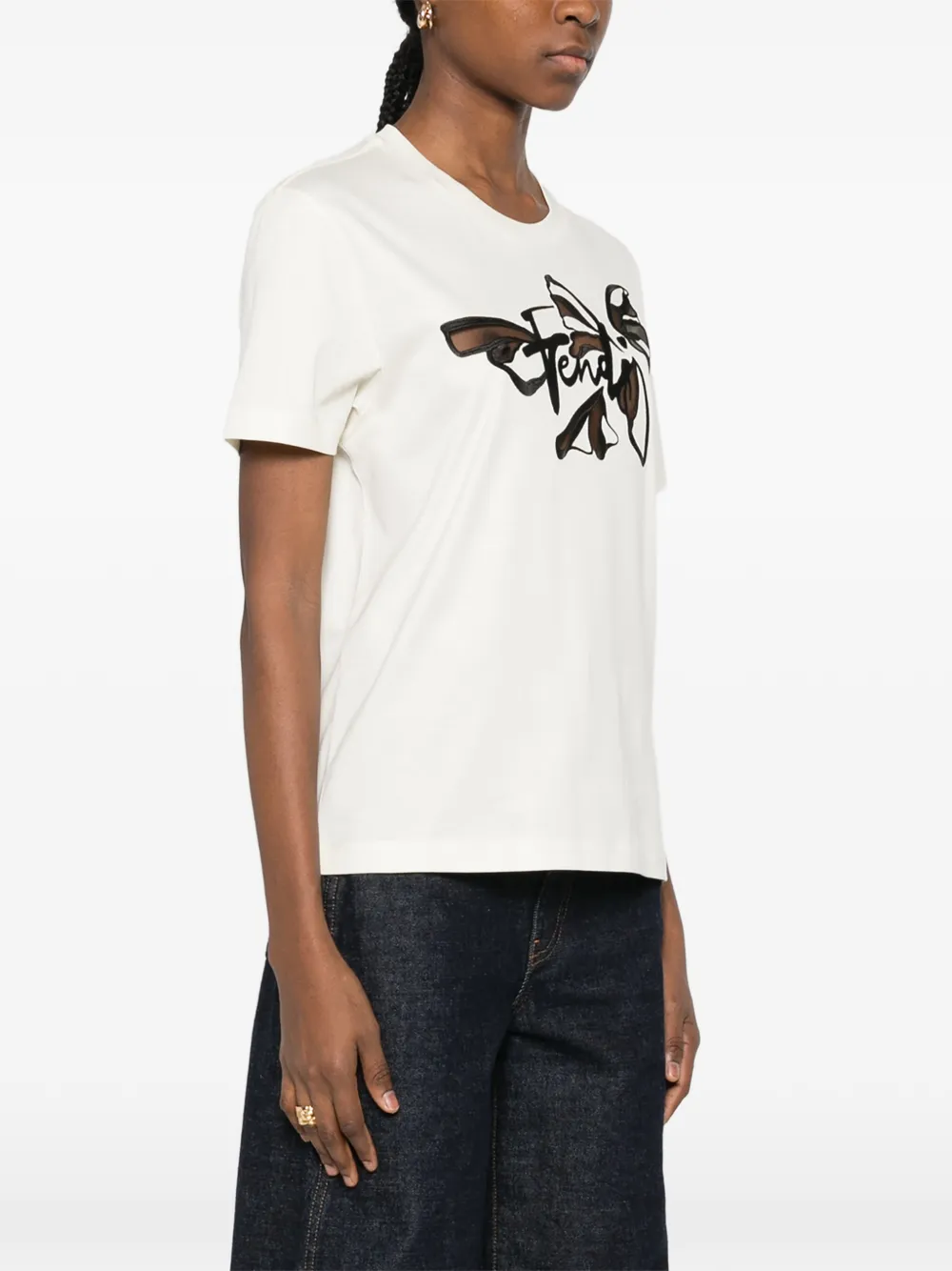  Fendi Graphic Short-sleeve T-shirt - Neutrals 