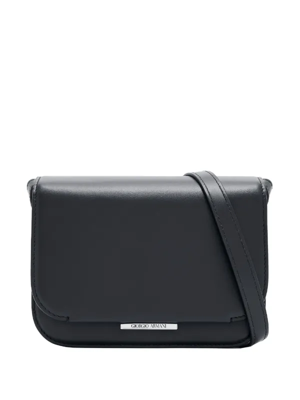Giorgio Armani Small X 10 Corso Como Leather Cross Body Bag in Black