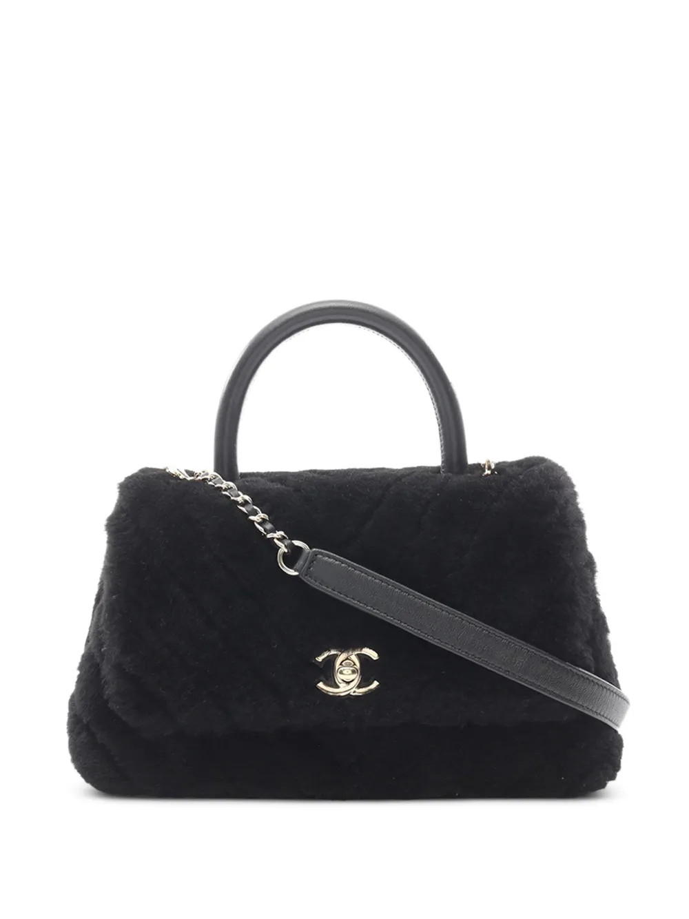 CHANEL Pre-Owned 2019 Small Chevron Shearling Coco satchel | negro | Image 1