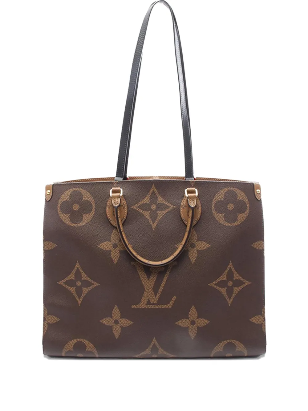 Pre-owned Louis Vuitton 2020 Monogram Reverse Giant Onthego Gm Satchel In Brown