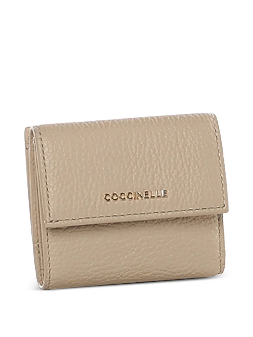 Coccinelle Kleine leren portemonnee met textuur Beige