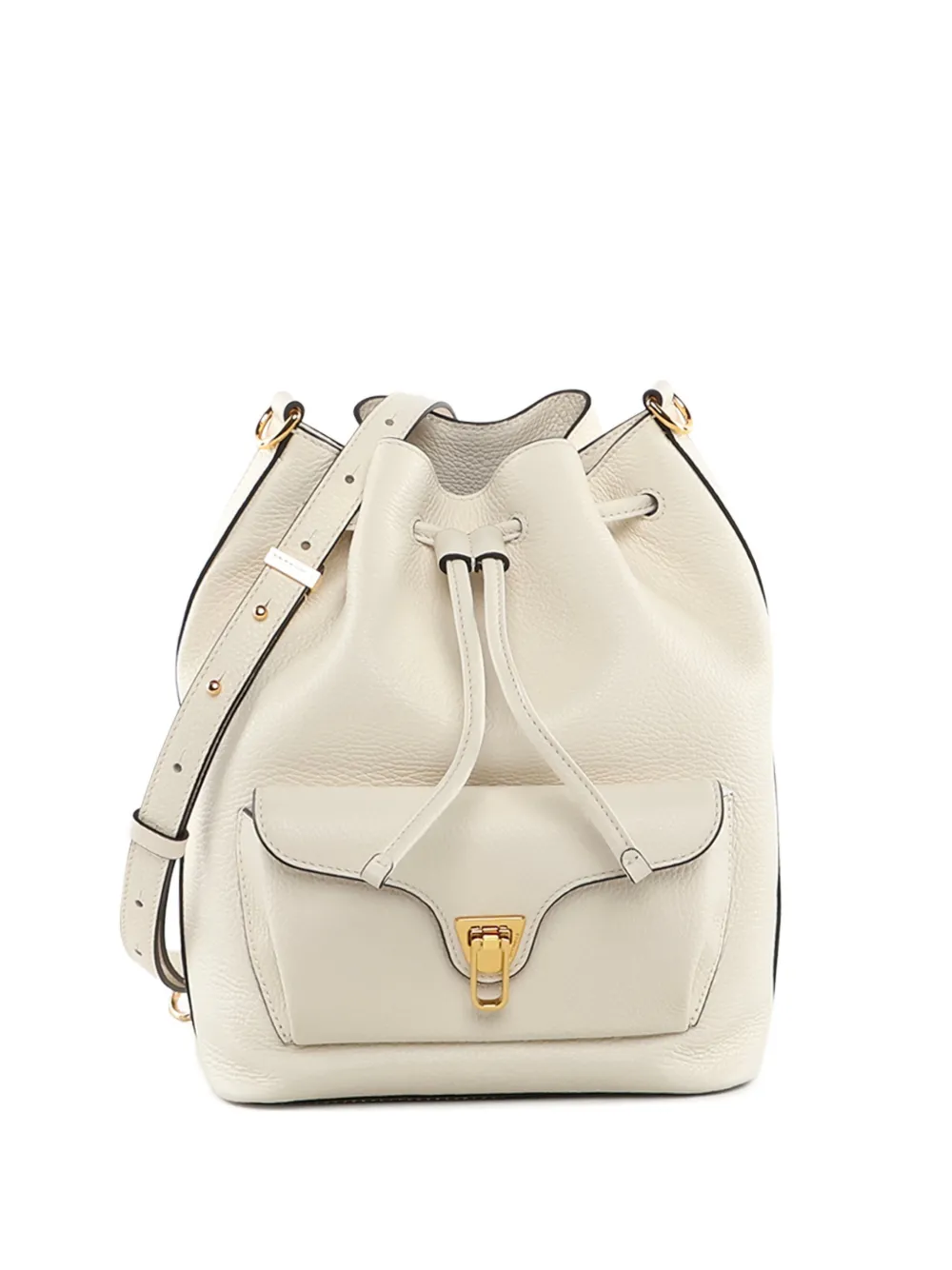 Coccinelle pocket drawstring bucket bag - Bianco