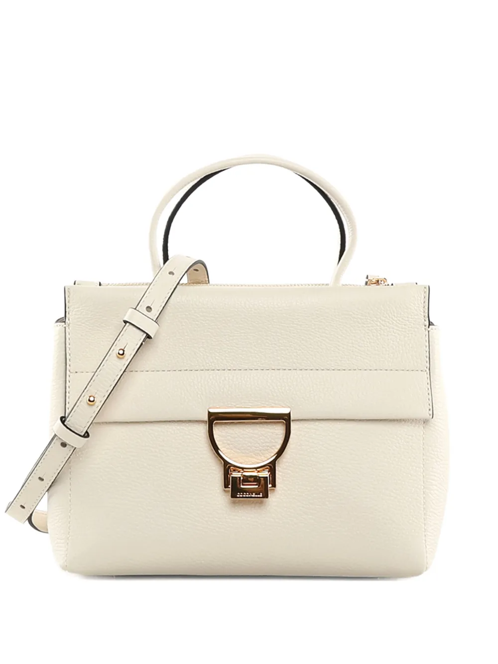 Coccinelle medium Arlettis gold-tone lock leather tote bag - Bianco