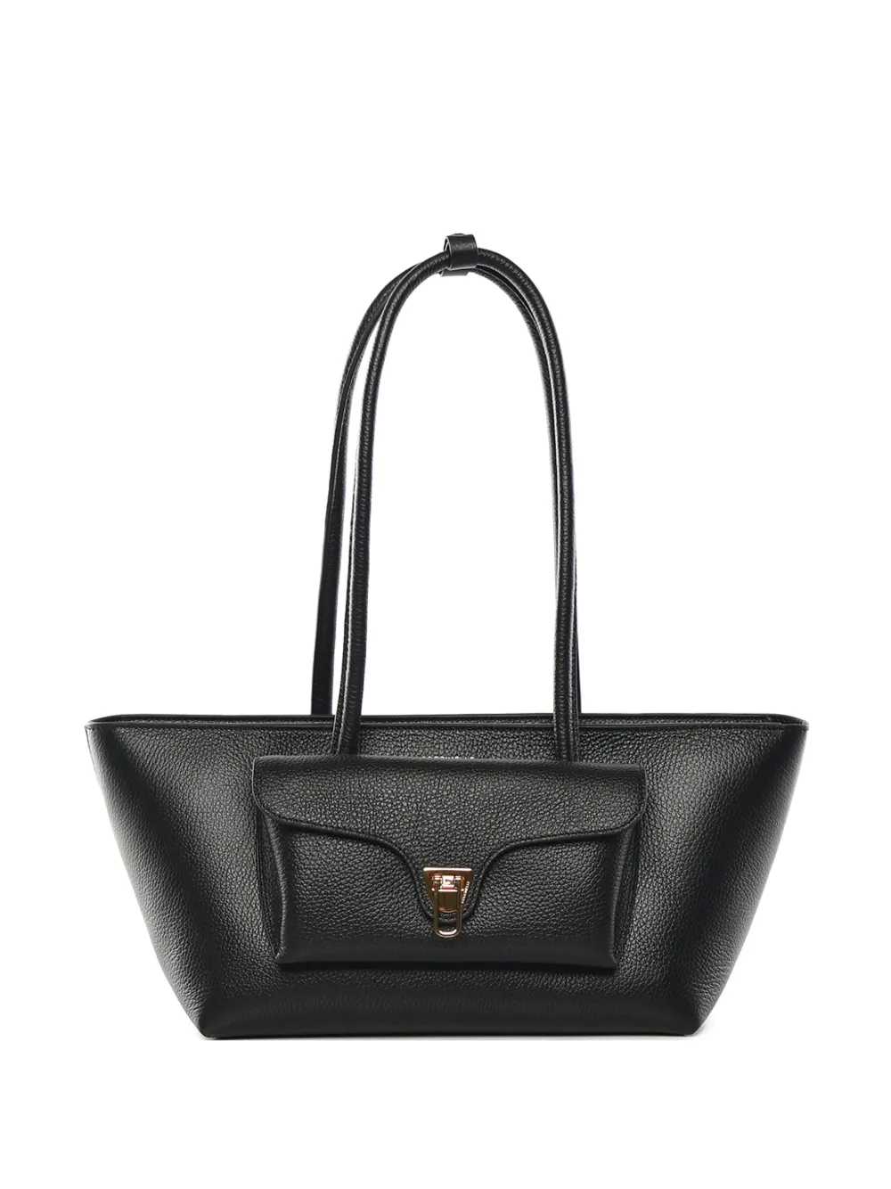Coccinelle flap detail leather tote bag - Nero