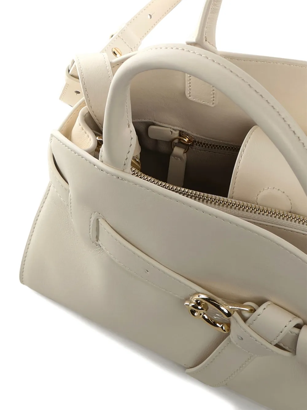 Small Sabine Buckle-Detail Leather Tote Bag