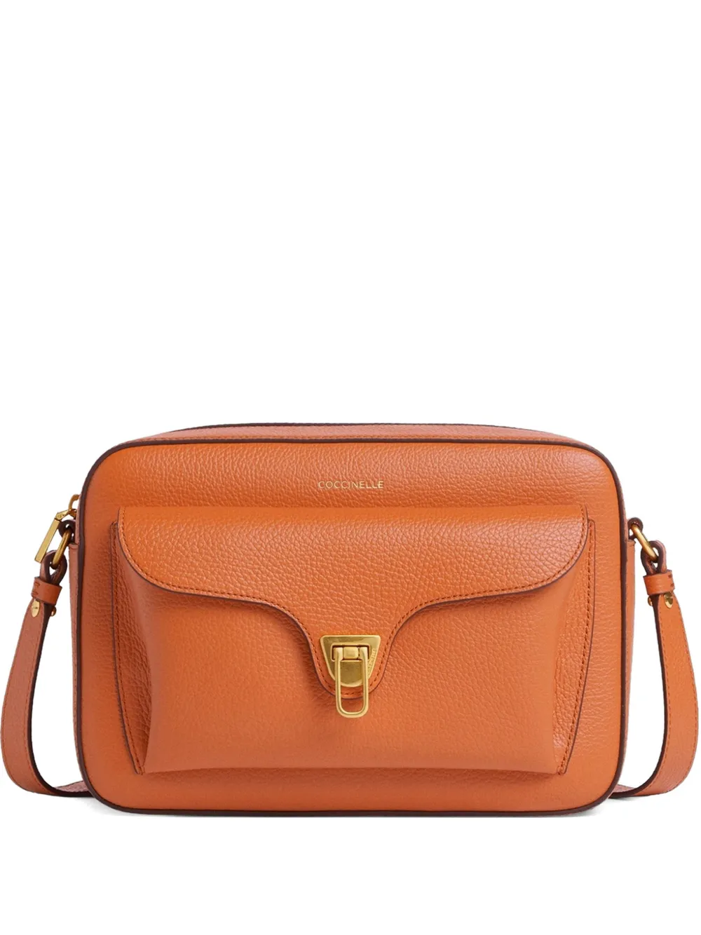 Coccinelle large Beat front-pocket leather shoulder bag - Arancione