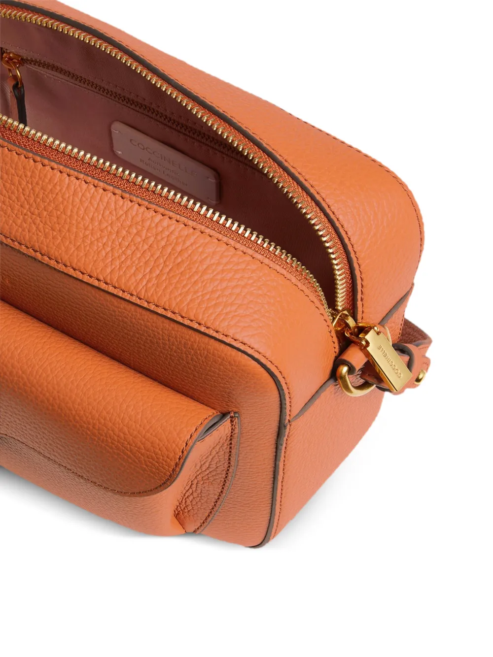 Coccinelle Beat grote leren schoudertas met borstzak Oranje