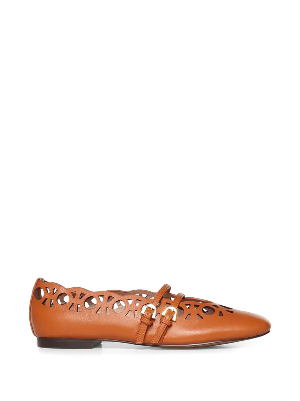 Coccinelle Risako buckled cut-out ballet flats - Marrone