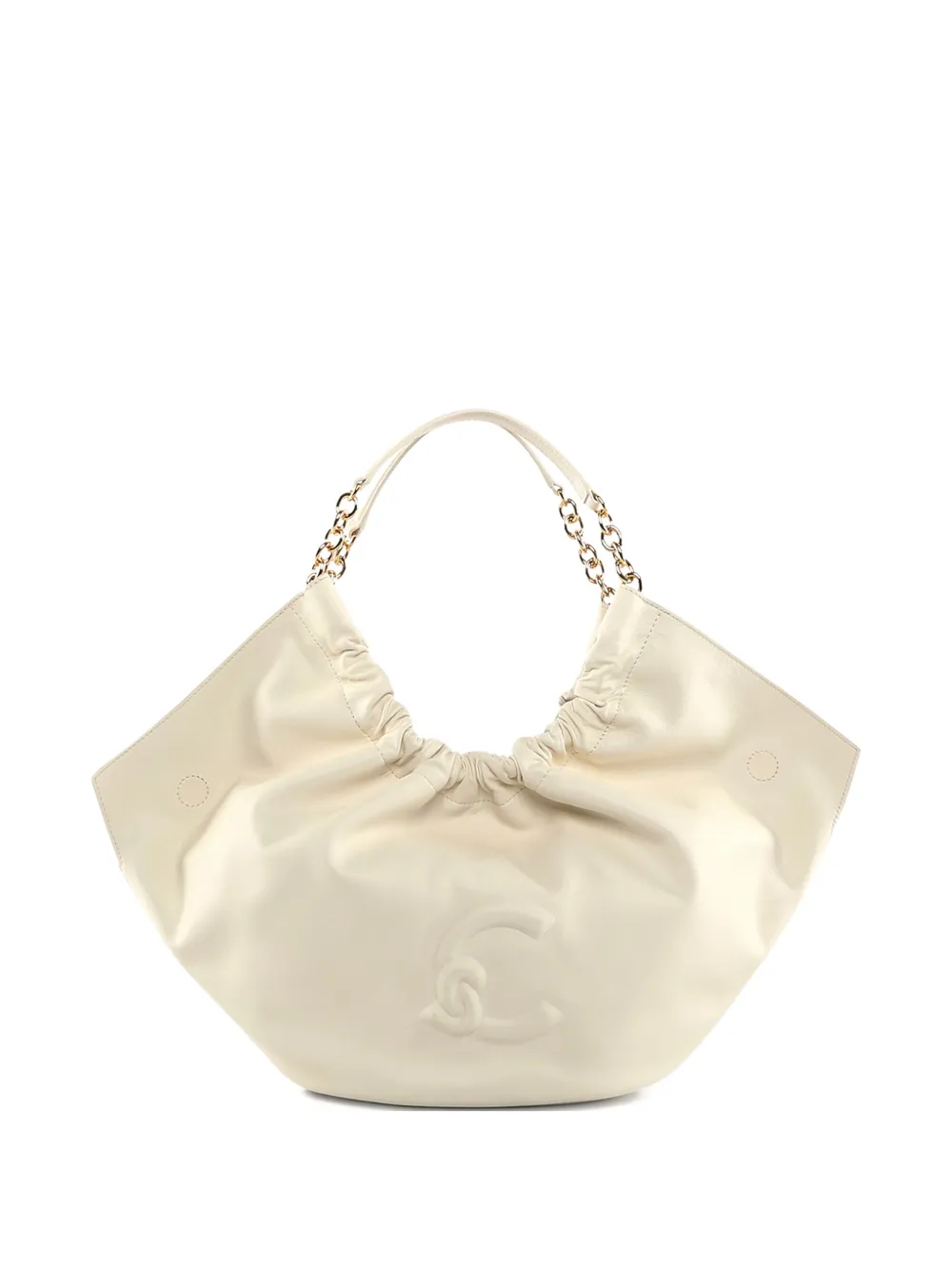 Coccinelle chain-handle leather tote bag - Bianco