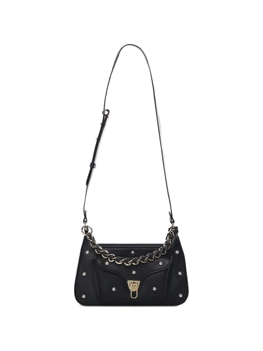 Coccinelle pearl-embellishment leather shoulder bag - Nero