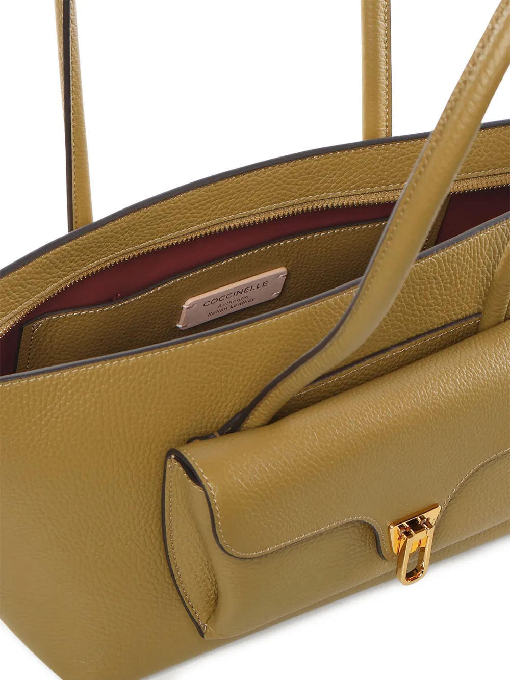 Coccinelle Shopper met draaislot en zak Beige