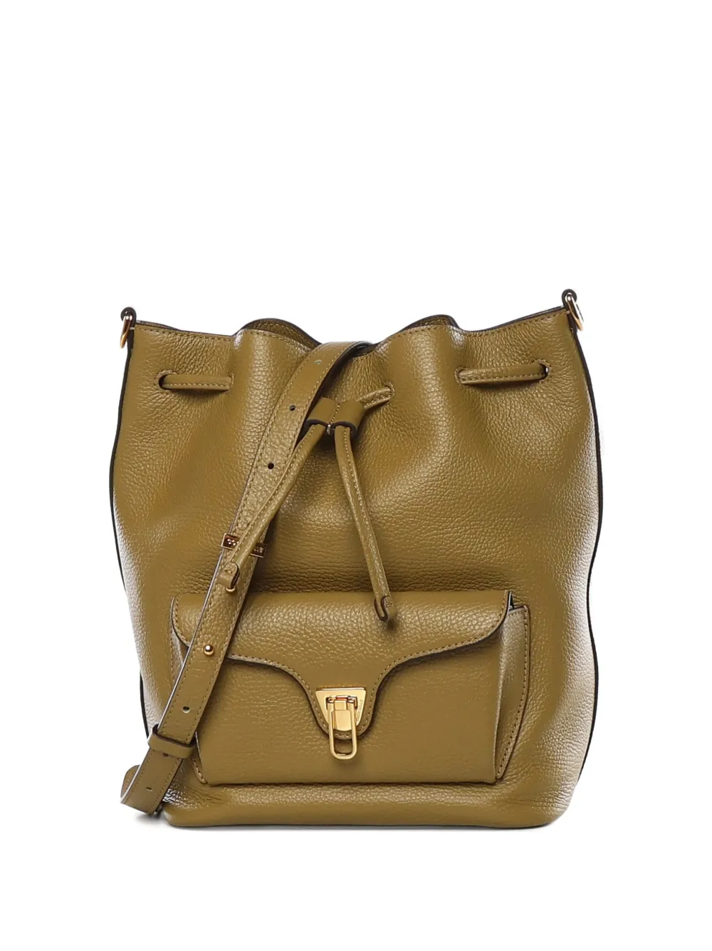 Coccinelle Beat Generation drawstring pocket leather bucket bag - Verde
