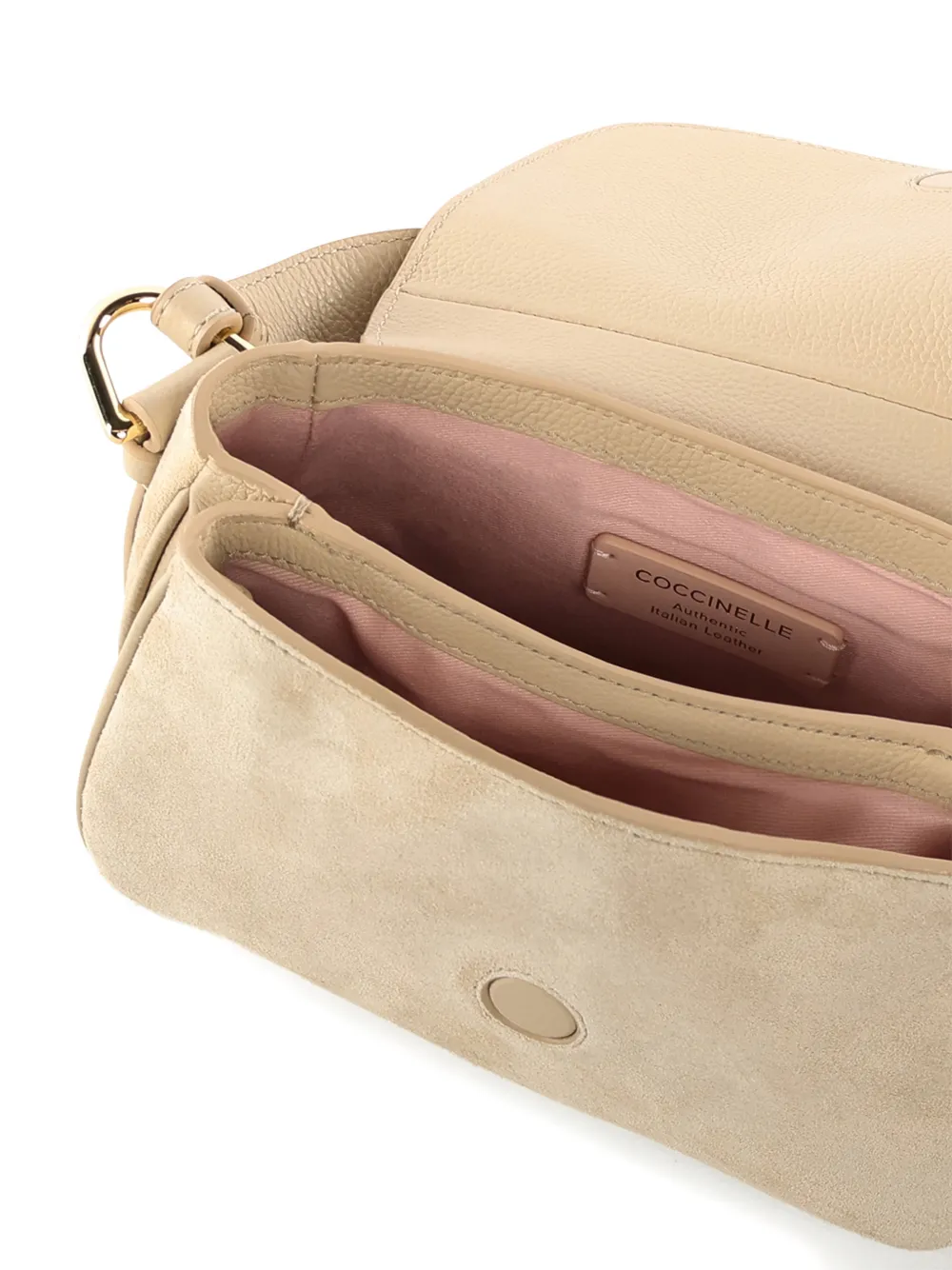 Coccinelle Kleine schoudertas met gespdetail Beige