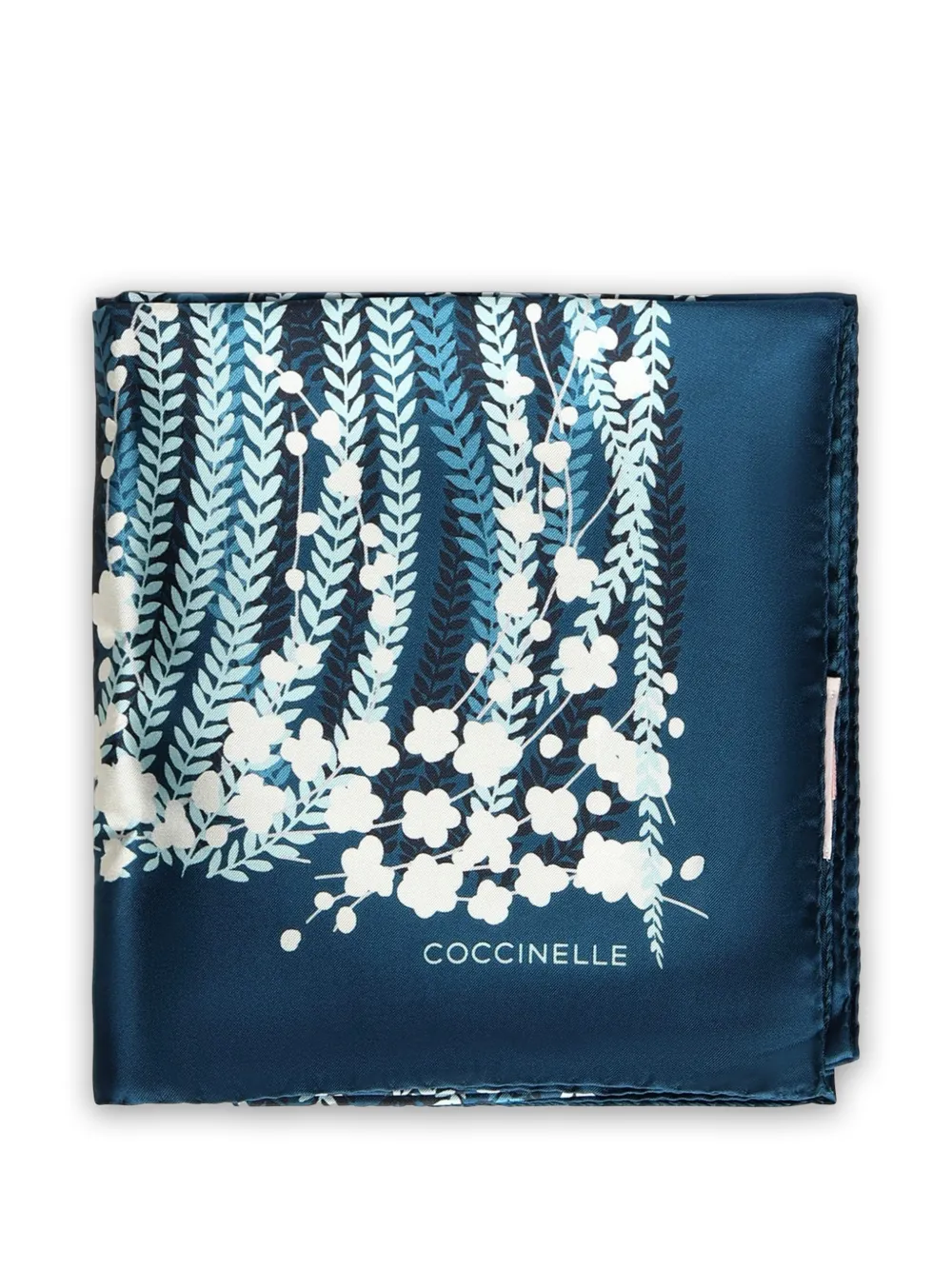 Coccinelle algae floral-print silk scarf - Blu
