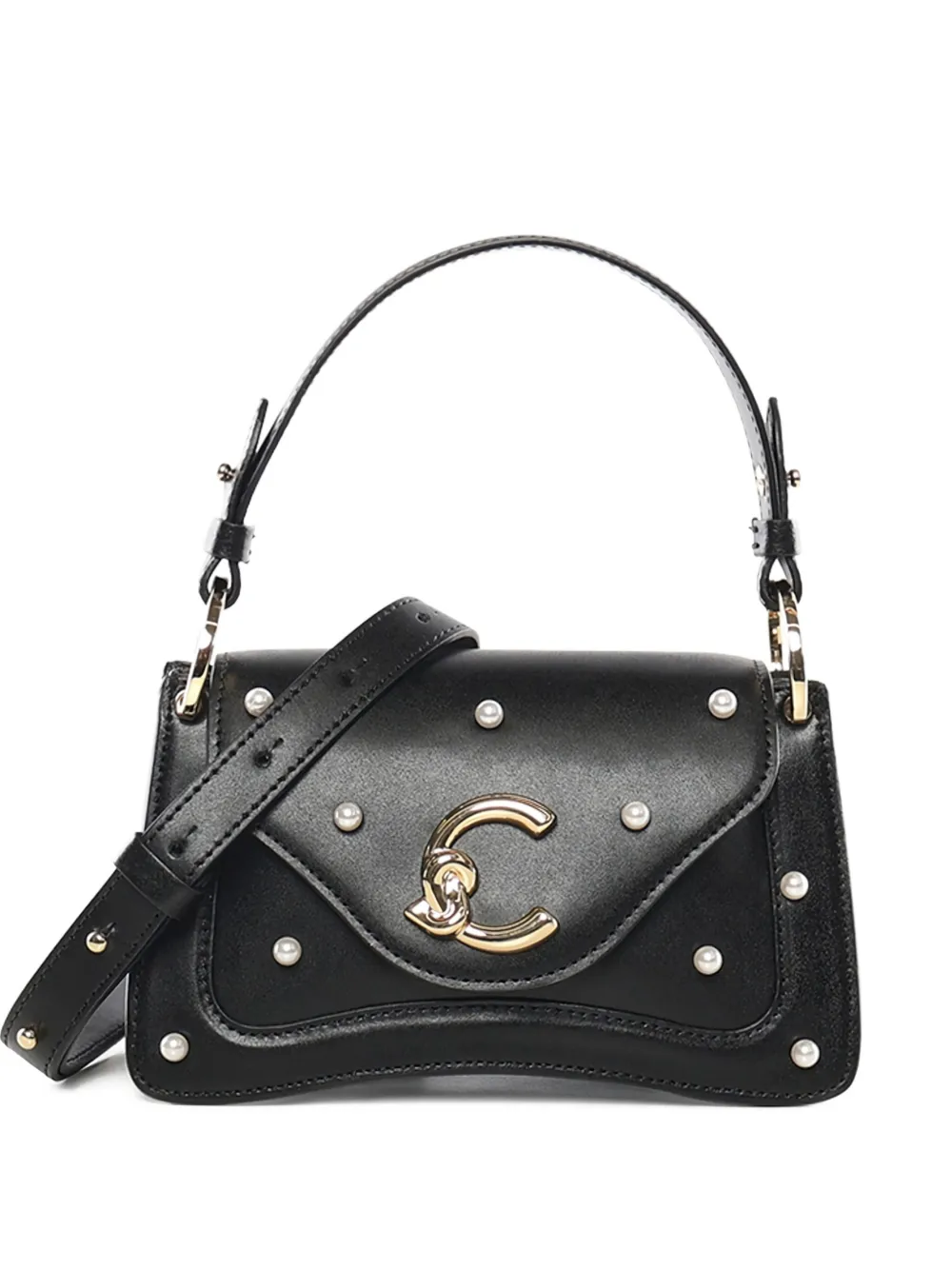 Coccinelle mini C-Me studded leather tote bag - Nero