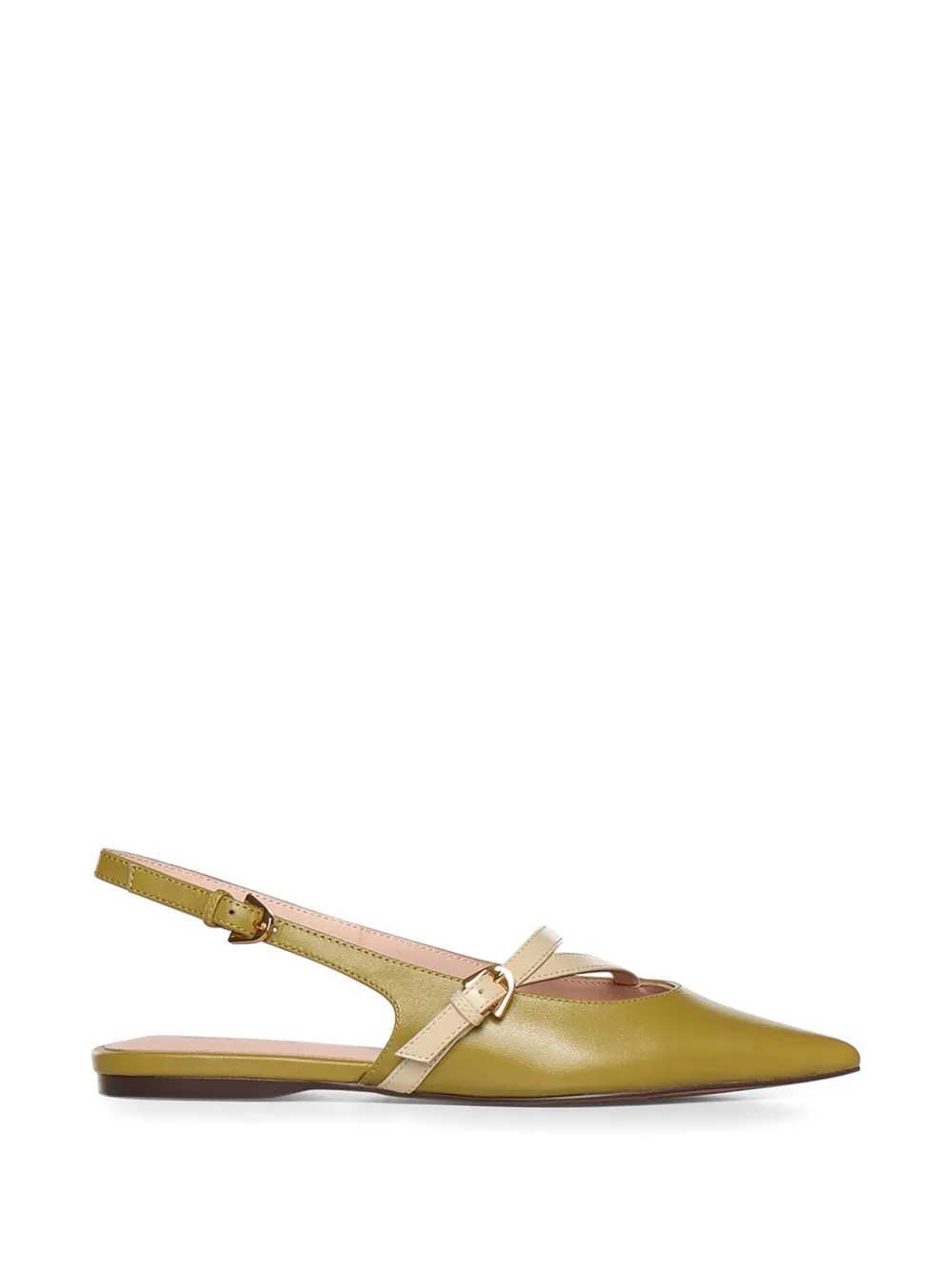 Coccinelle strappy pointed leather flats - Verde