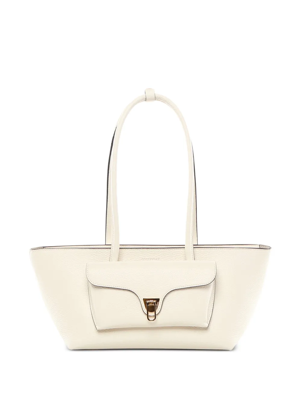 Coccinelle flap leather tote bag - Bianco