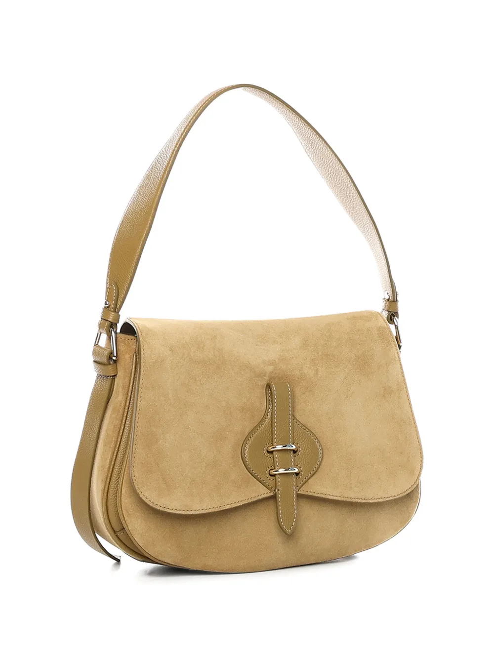 Coccinelle Mavery grote leren schoudertas met band Beige