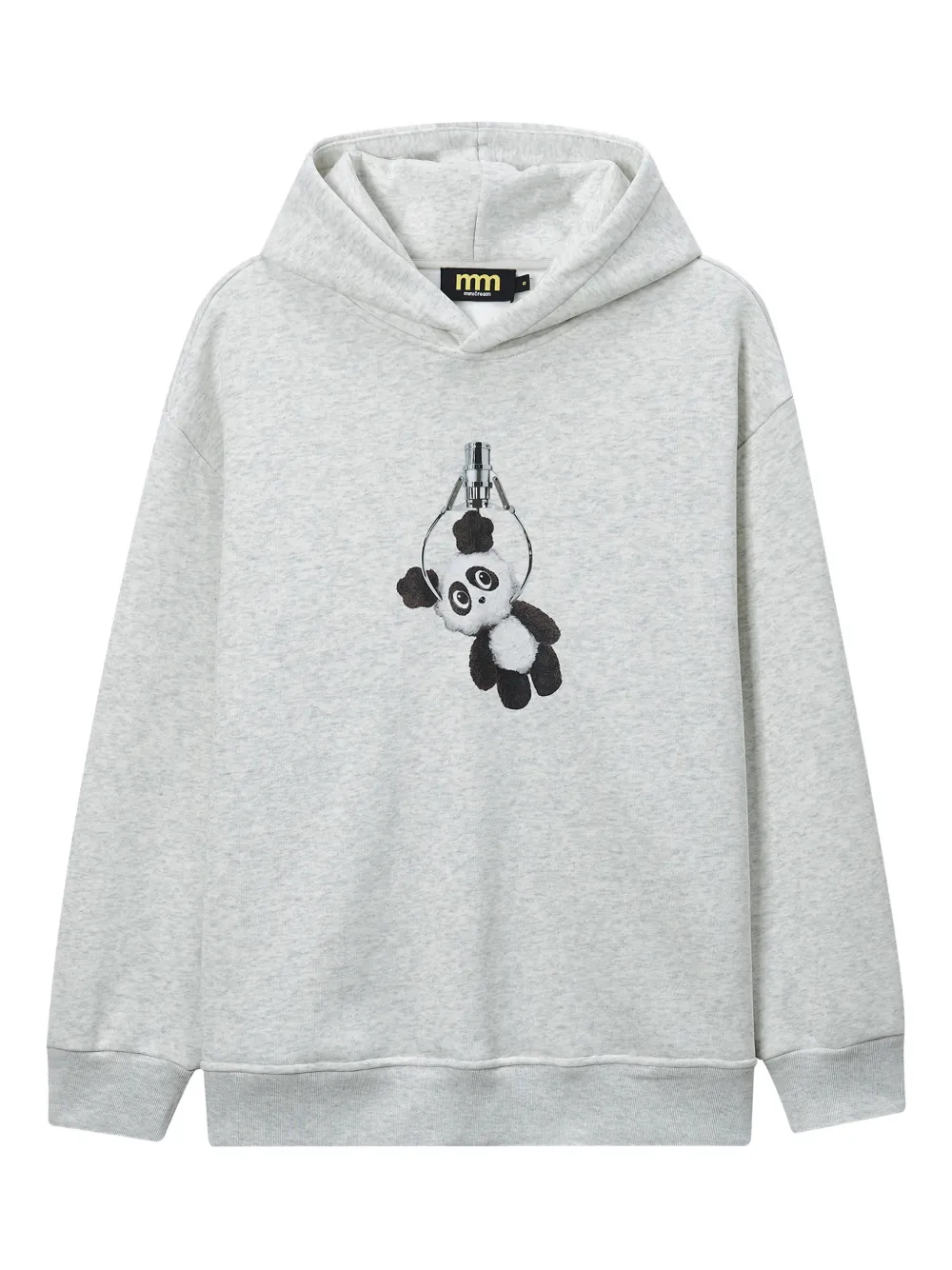 Mini Cream Panda Hooded Sweater In Gray