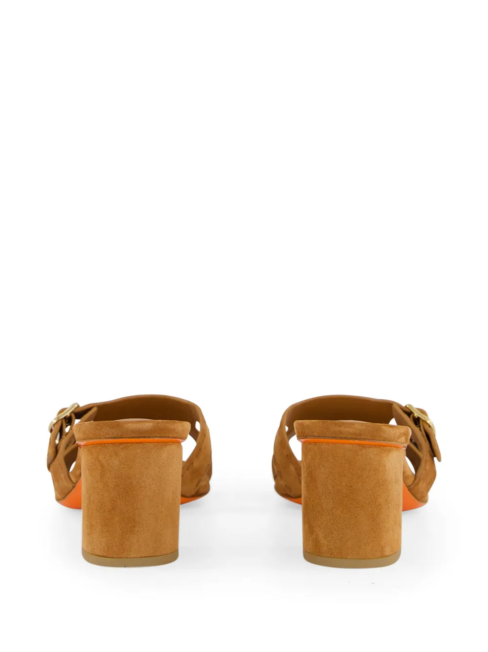 Santoni double-buckle suede high heel sandals Bruin
