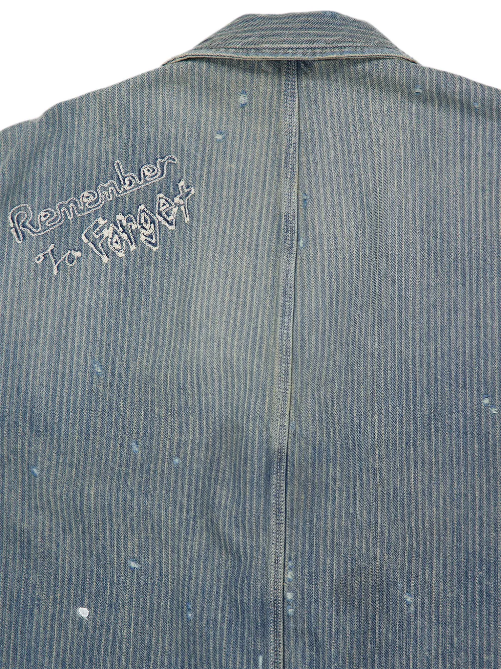 Maison MIHARA YASUHIRO Chore denim jack met verfspatten en streep Blauw