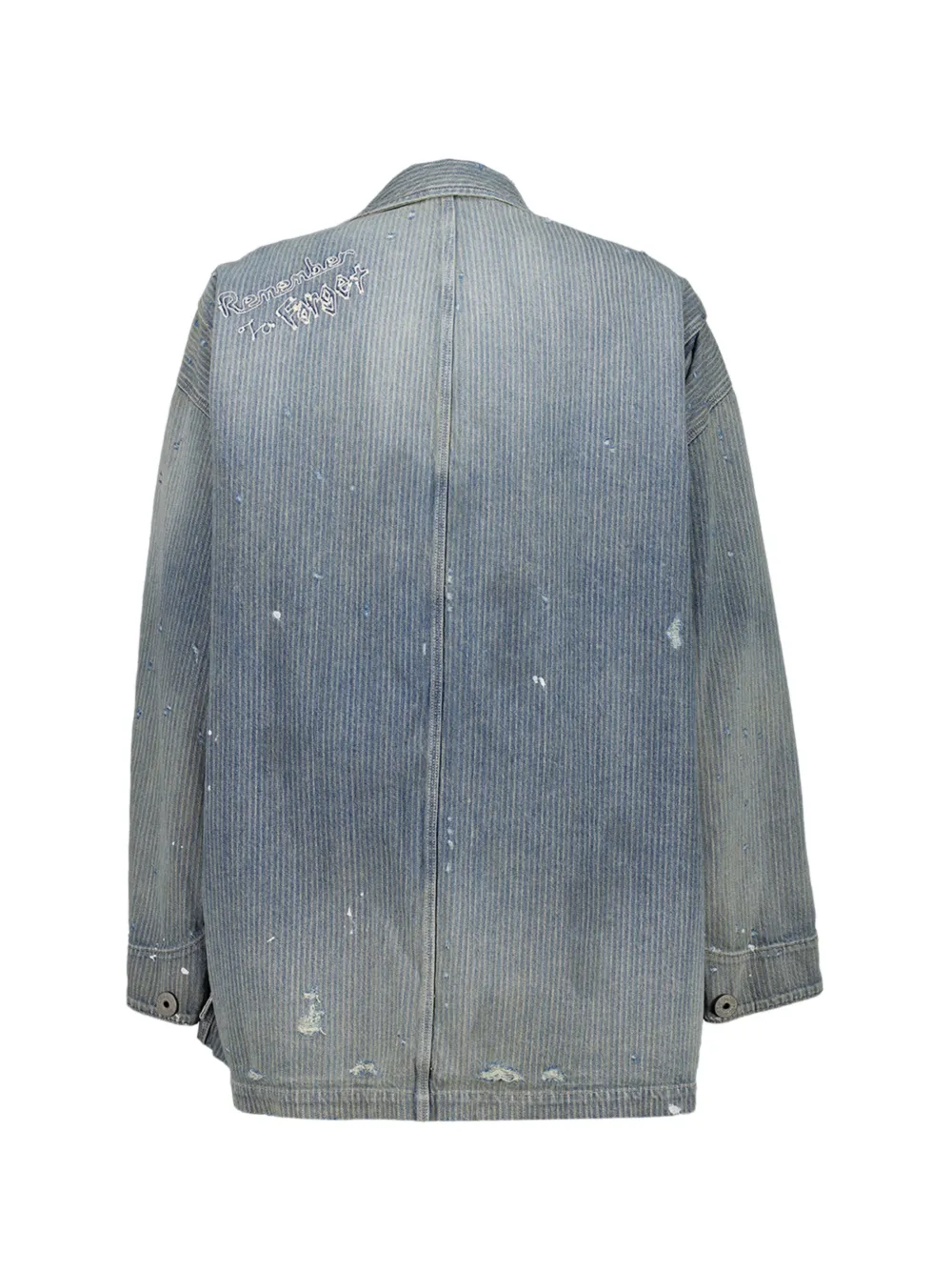 Maison MIHARA YASUHIRO Chore denim jack met verfspatten en streep Blauw