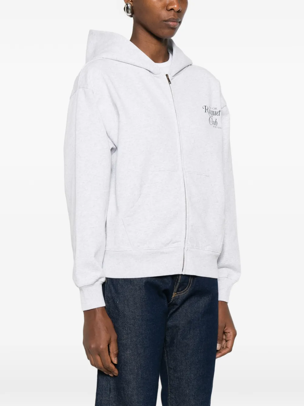 Sporty And Rich Zip-up Hoodie In White
